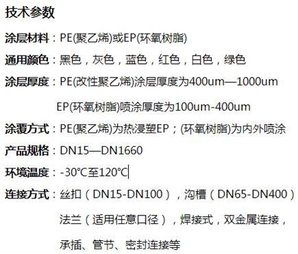 丽江外PE内EP涂塑钢管技术参数